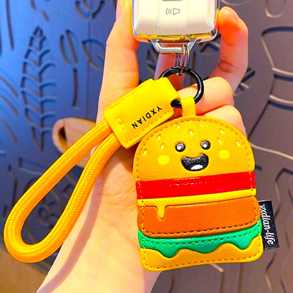 Cute Cheese Burger Keychain with Wrist Strap NWT